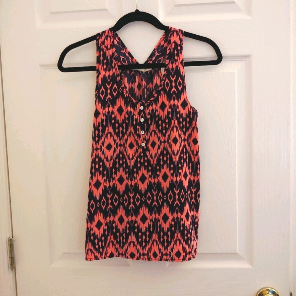 Pink & navy Aztec print tank